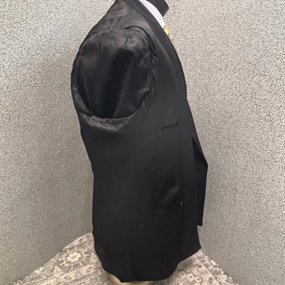 Lord & Taylor Black Double Breasted Blazer 44L Formal Goth VTG Union Jacket